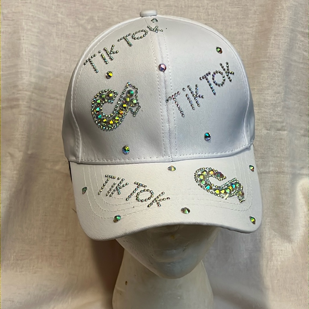 White Blinged Tik Tok Ball Cap